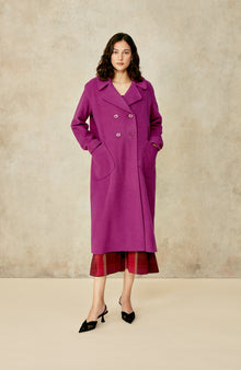 Mohair Wool Peacoat | Fuchsia