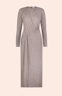 Metallic Jersey Ruched Dress | Gunmetal