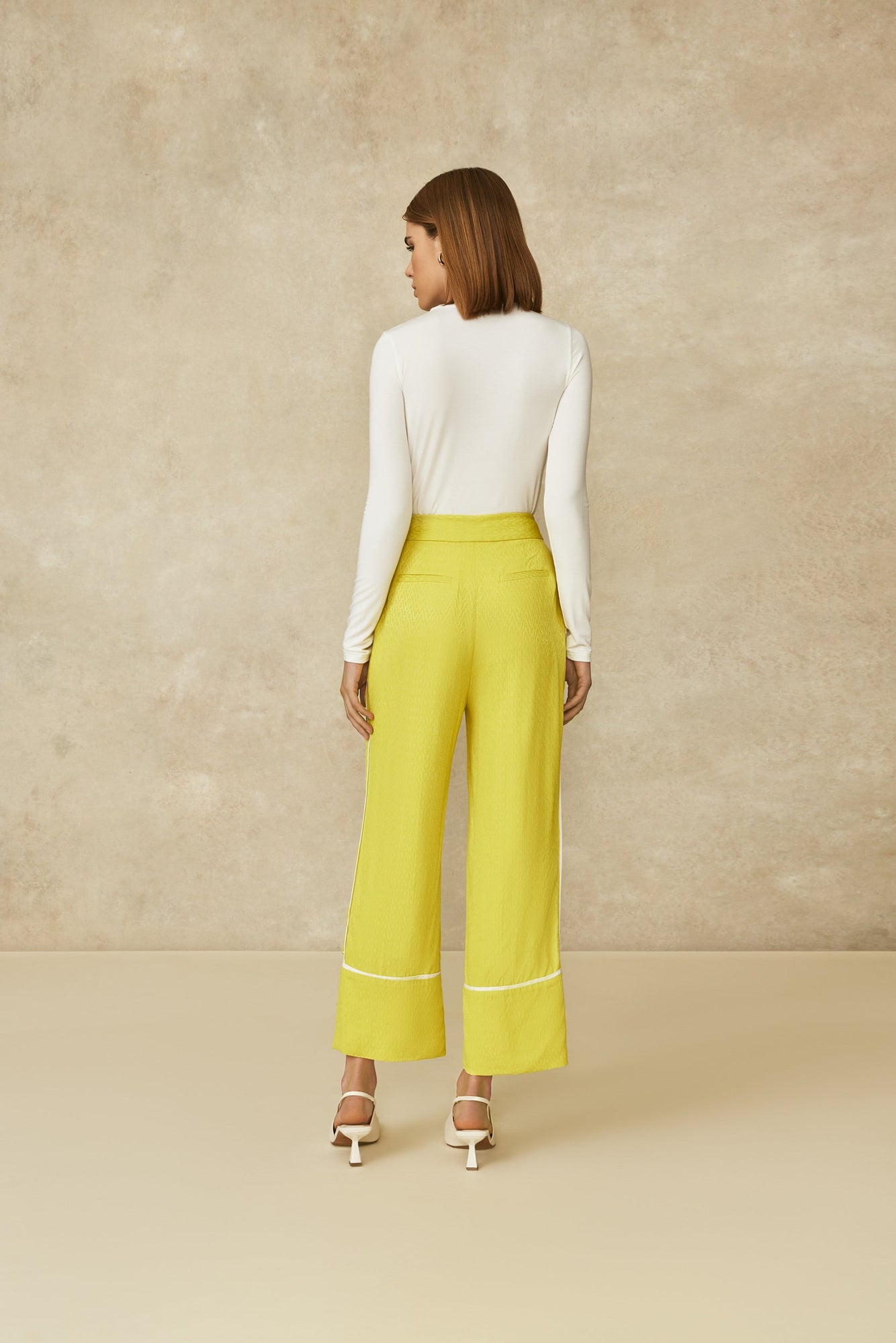 Equestrian Jacquard Tipped Pant | Citrine