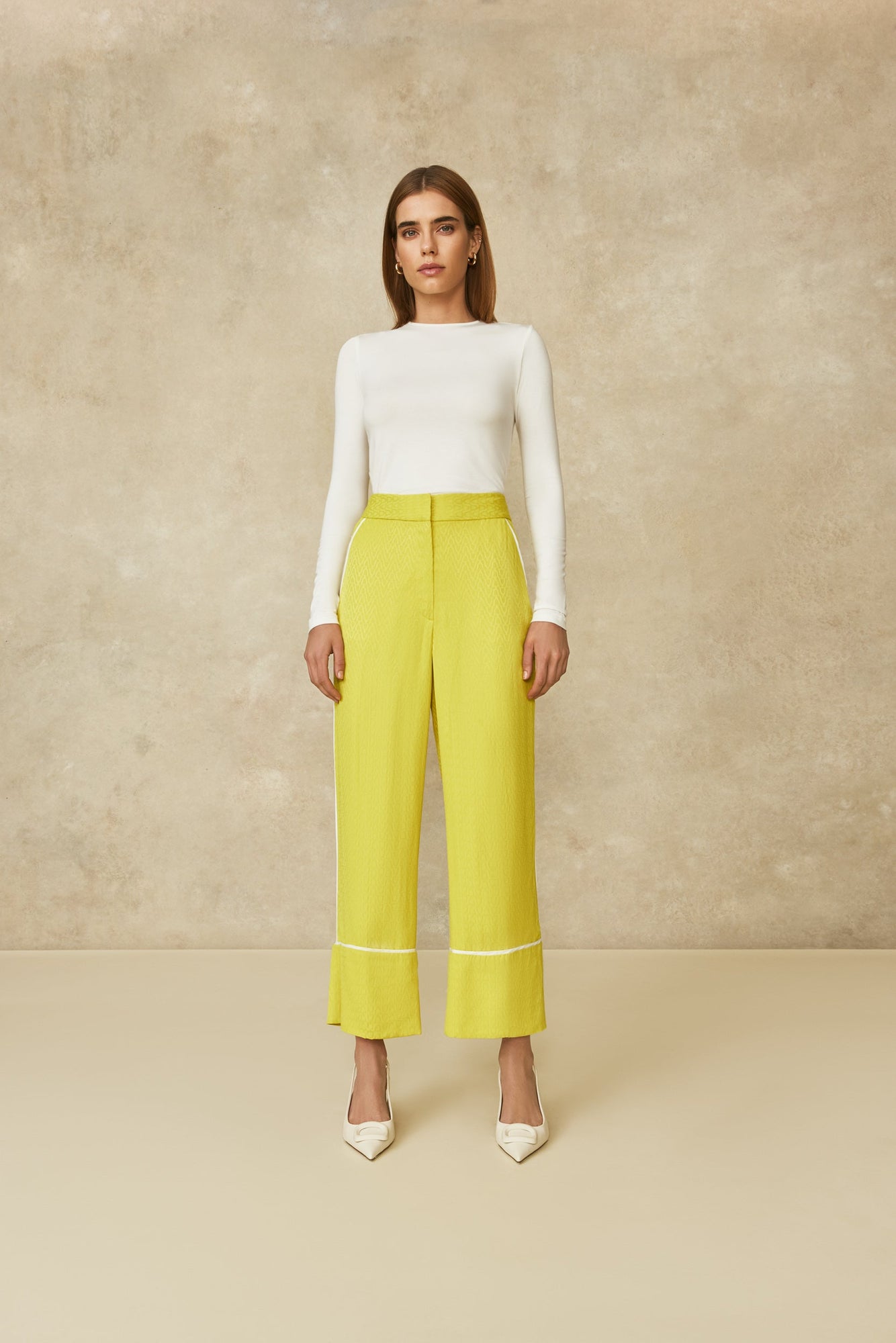 Equestrian Jacquard Tipped Pant | Citrine