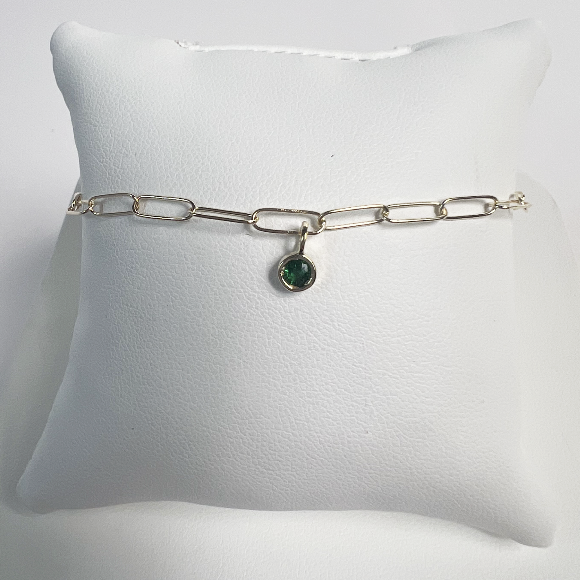 Birthstone Paperclip Bracelet | 10K Yellow Gold