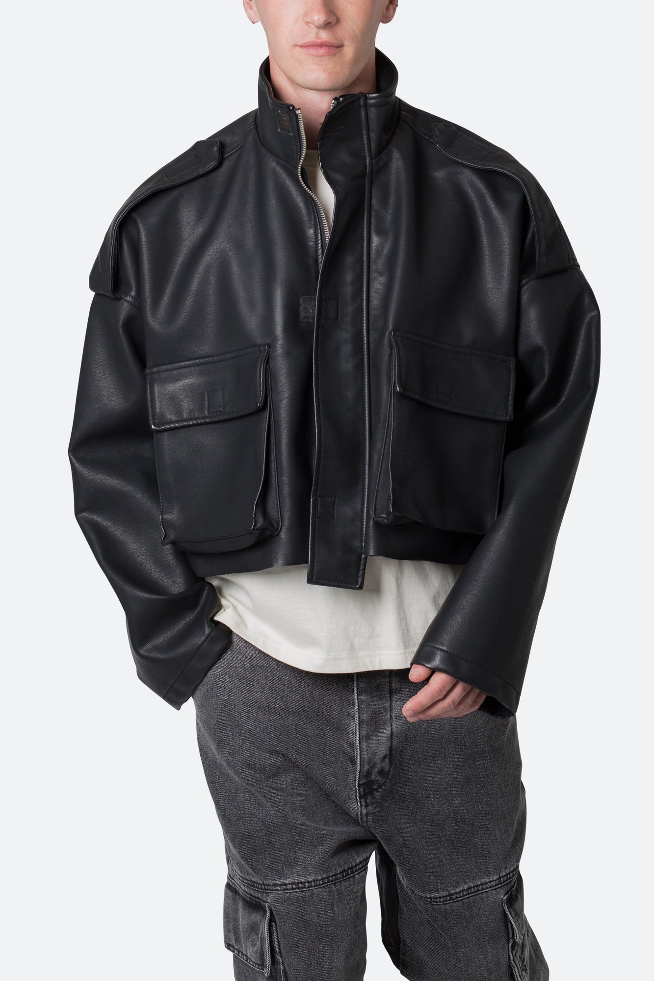 PU Cropped M65 Jacket | Black
