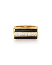 Panini Ring | Black Onyx/Cubic Zirconia | Gold