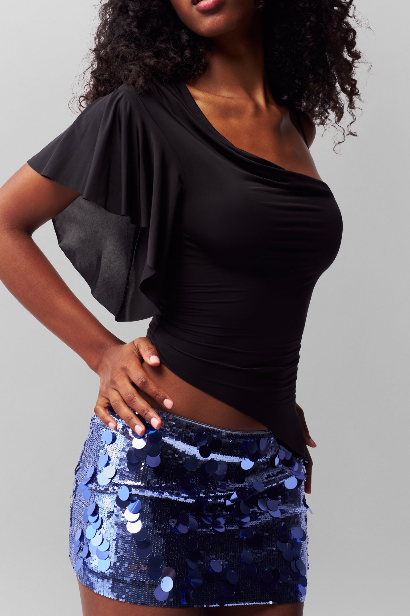 Low Rise Paillette Mini Skirt - Mystic