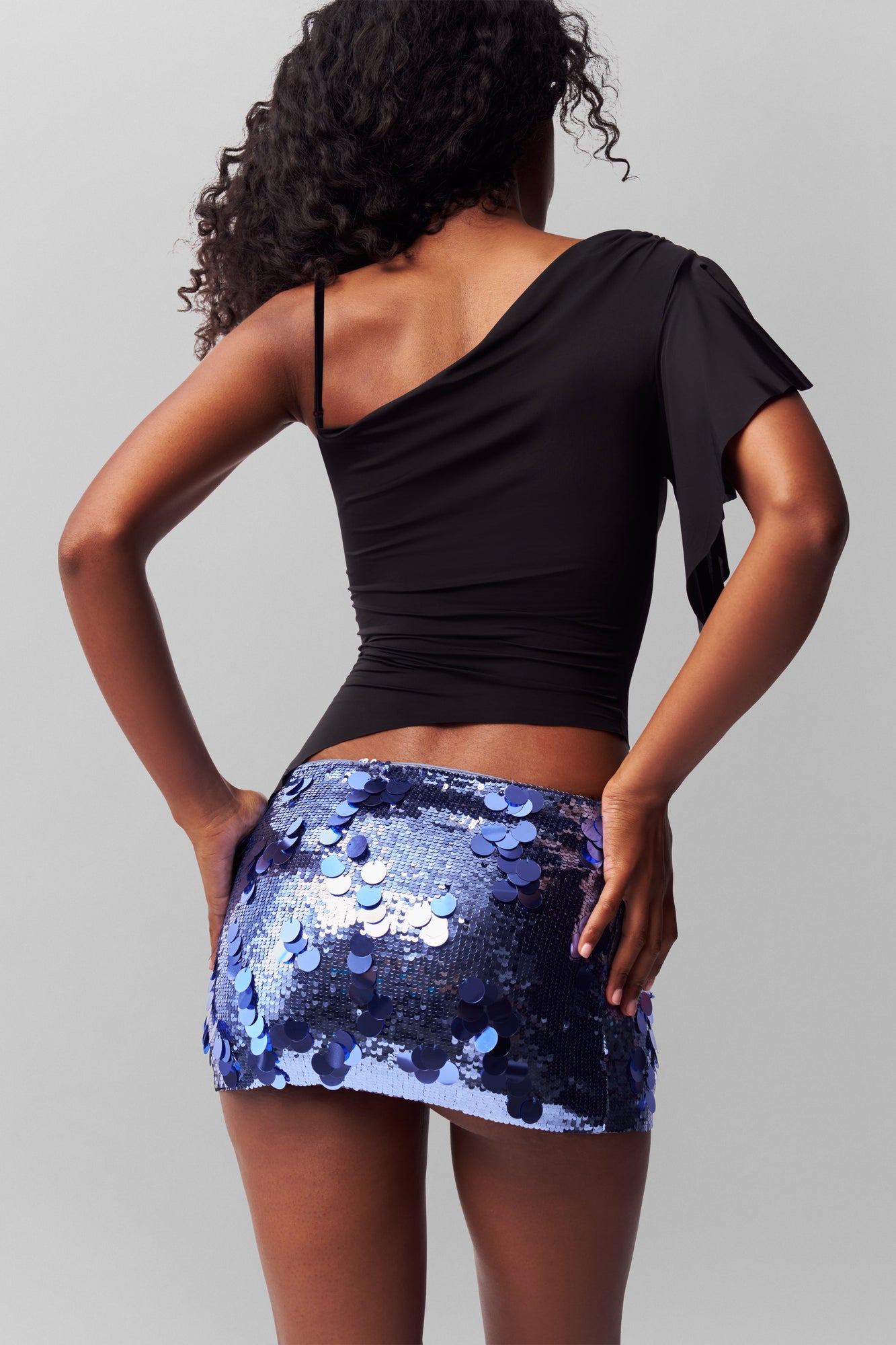 Low Rise Paillette Mini Skirt - Mystic
