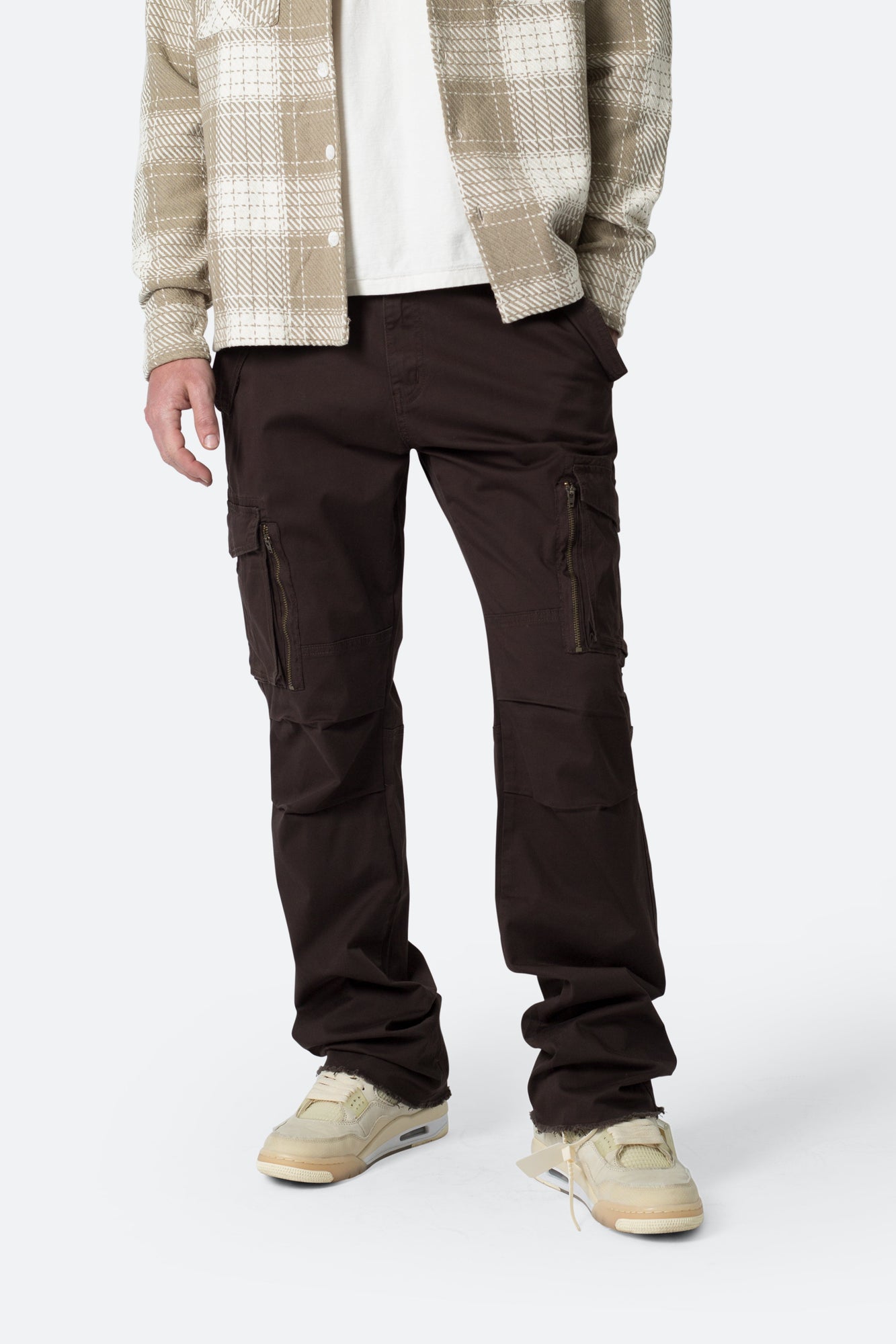 Paneled Zipper Cargo Pants | Brown