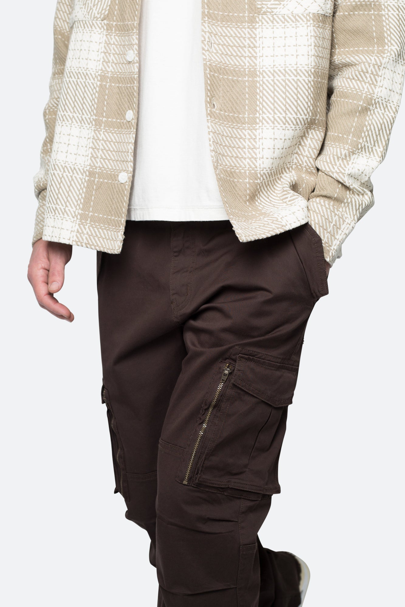 Paneled Zipper Cargo Pants | Brown