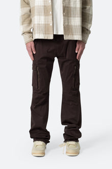 Paneled Zipper Cargo Pants | Brown