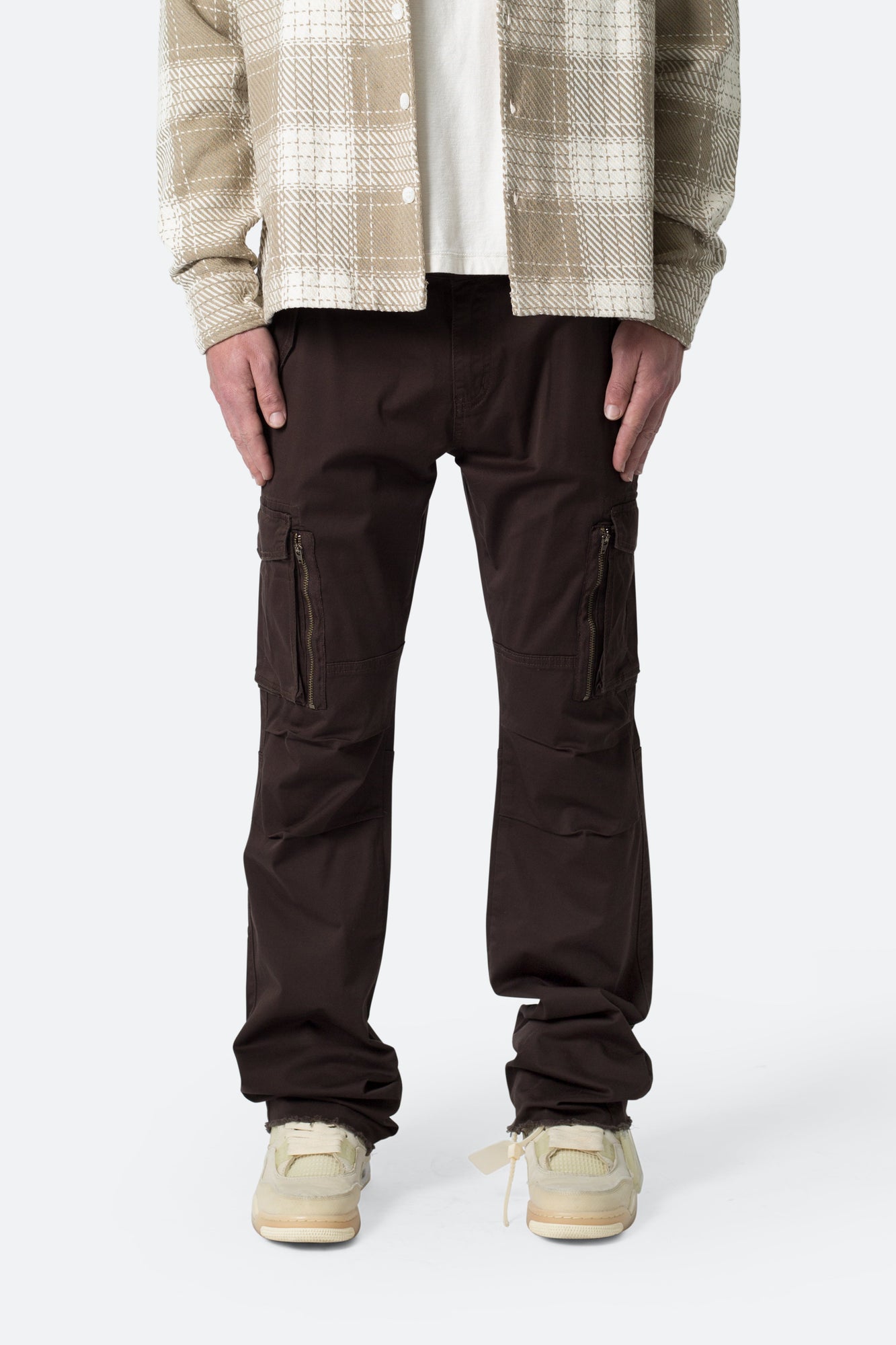Paneled Zipper Cargo Pants | Brown