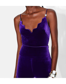 Pat Globe Velvet Bodysuit | Purple