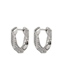 Pave Cuban Link Hoops - Silver | Plated Silver