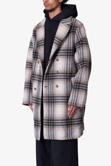 Peaky Plaid Trench Coat | Light Brown x Cream