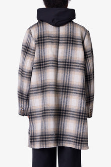 Peaky Plaid Trench Coat | Light Brown x Cream