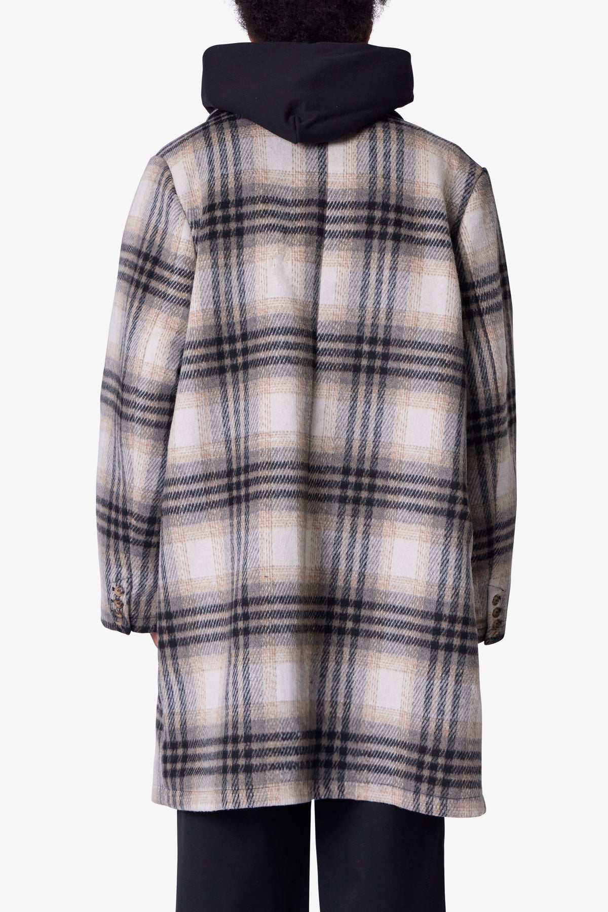 Peaky Plaid Trench Coat | Light Brown x Cream