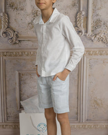 Boy | Charlotte Baby Blue Boys' Button Down Shirt | White