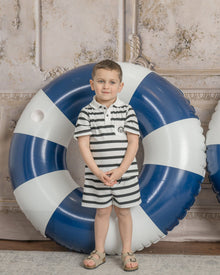 Boy | Monaco and Striped Boys' Top and Shorts Set | Black x White
