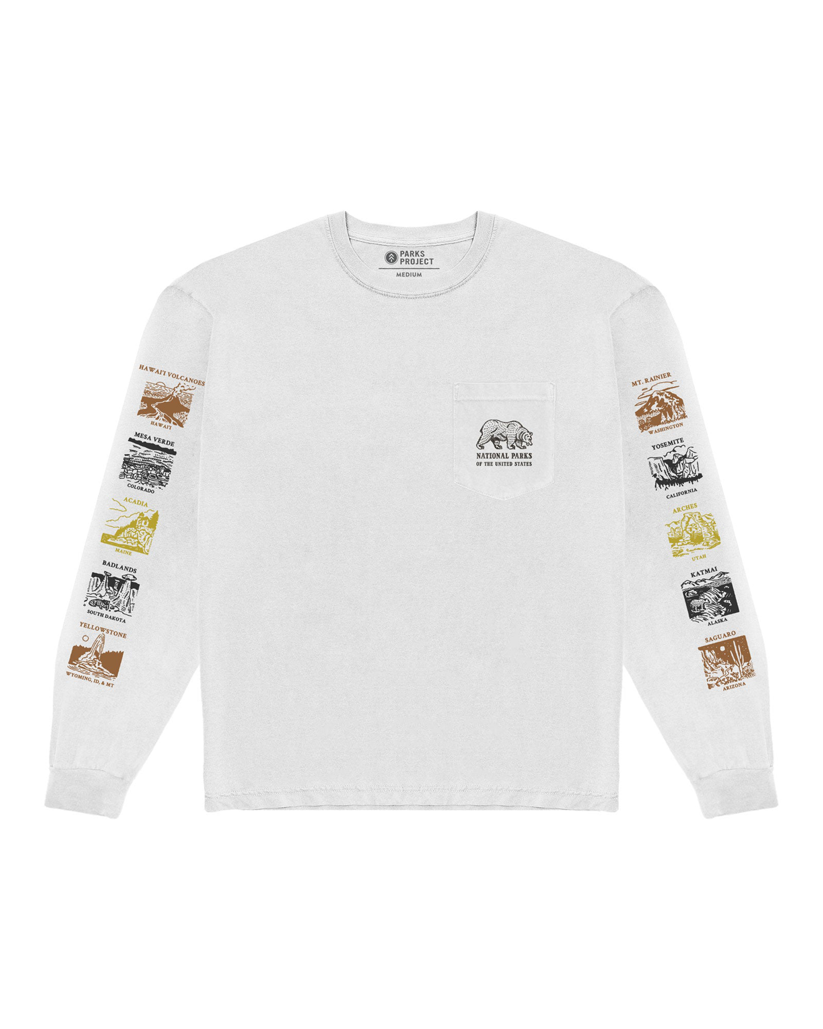 Pictograms National Parks Checklist Long Sleeve Tee | White