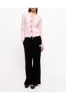 Pink Cashmere Mix Tie String Cardigan | Mauve Chalk