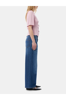 Pink Washed Satin Wrap Blouse | Bleached Mauve