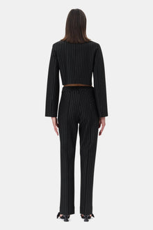 Pinstriped Cropped Blazer | Black