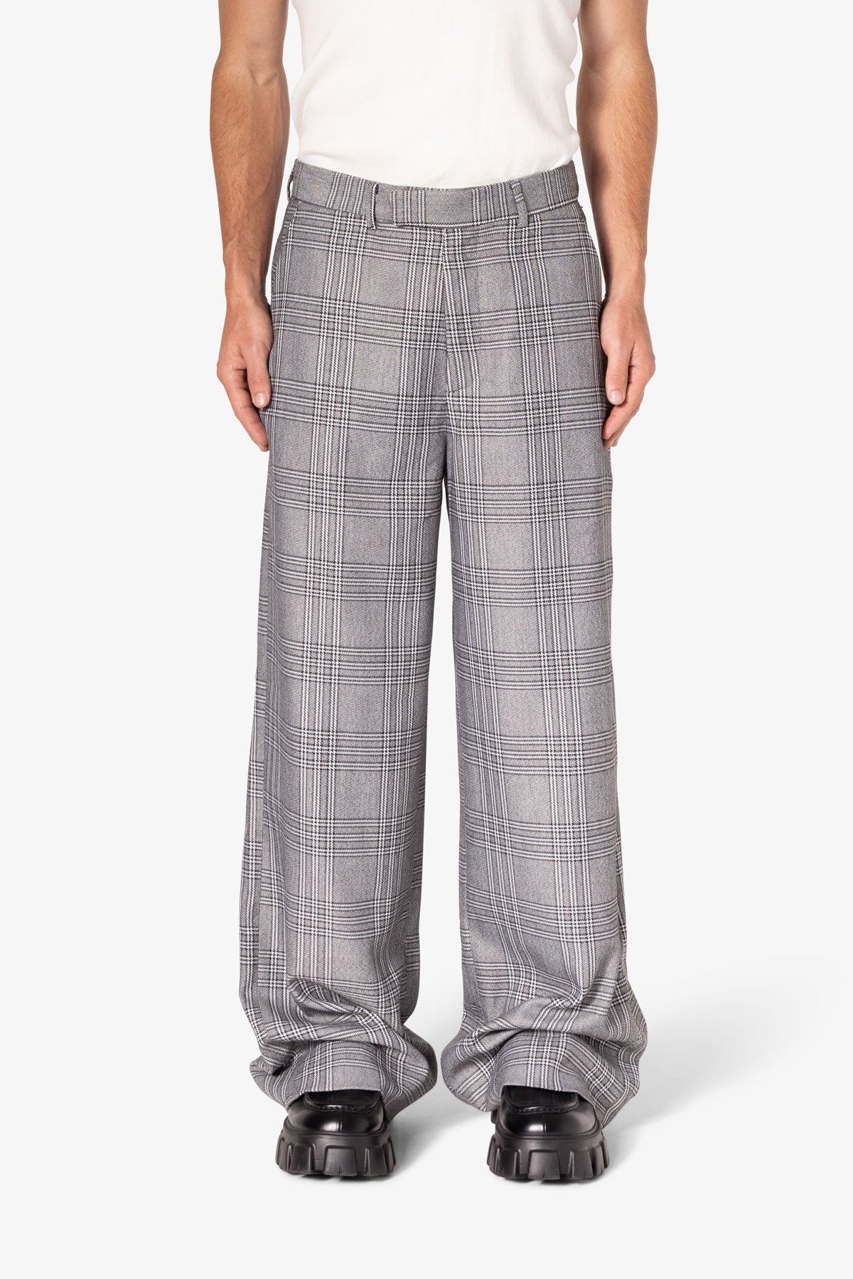 Plaid Baggy Suit Pants | Black x Grey