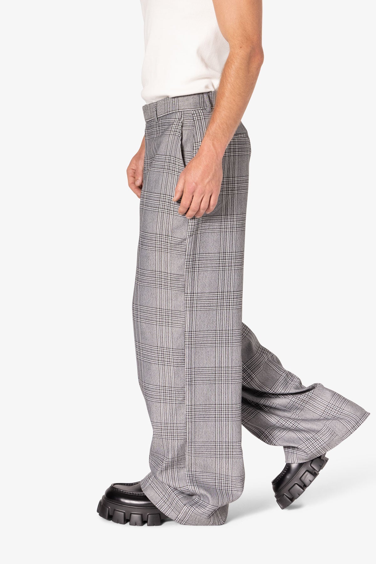 Plaid Baggy Suit Pants | Black x Grey