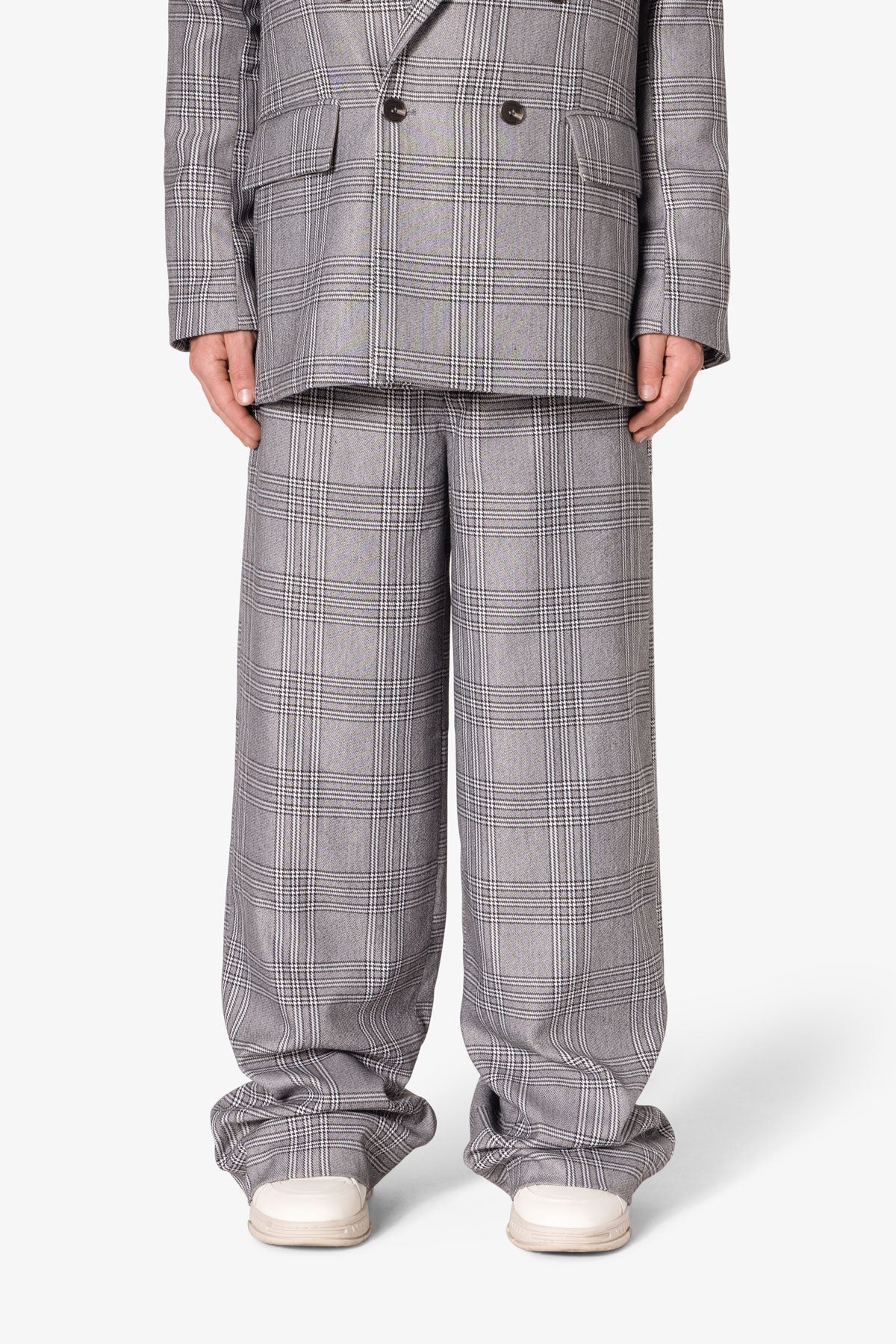 Plaid Baggy Suit Pants | Black x Grey