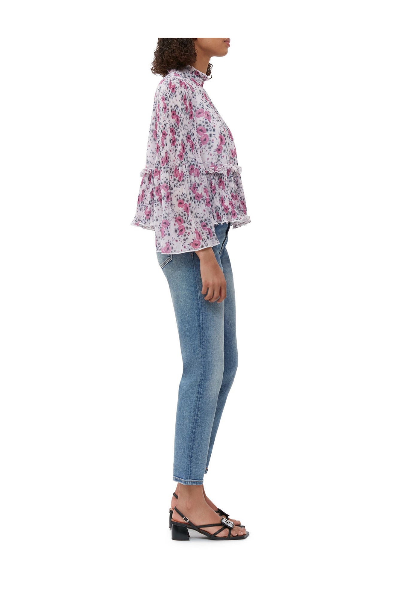 Pleated Georgette Blouse | Mauve Chalk
