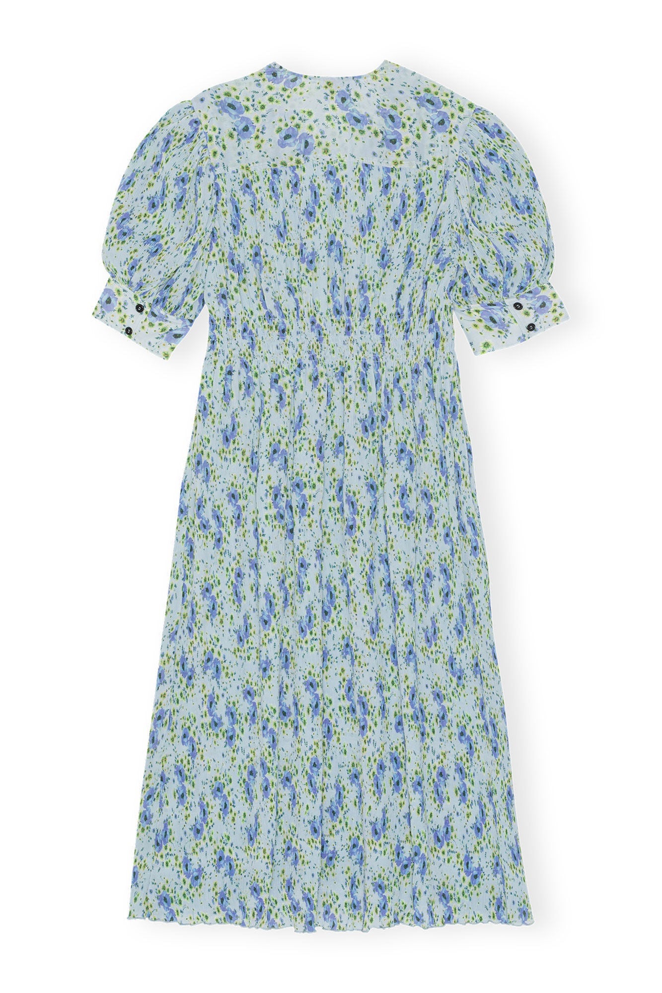 Pleated Georgette V neck Smock Midi Dress | Ice Water
