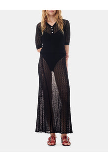 Pointelle Long Skirt | Black