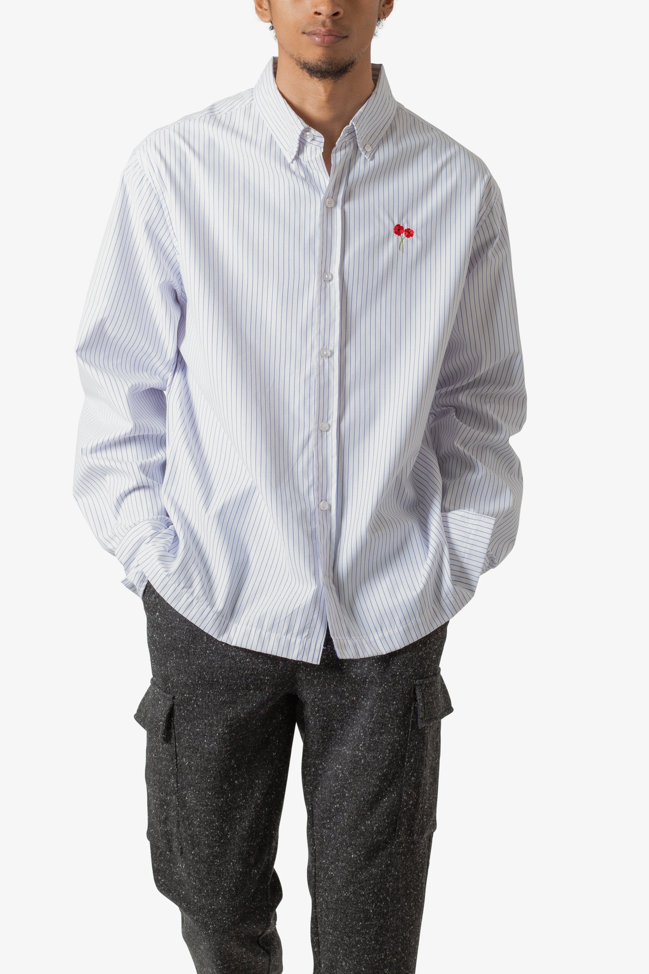 Poppy Striped Oxford Shirt | Blue x White