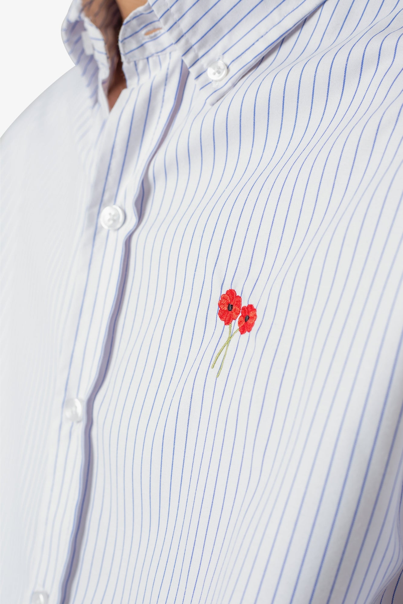 Poppy Striped Oxford Shirt | Blue x White