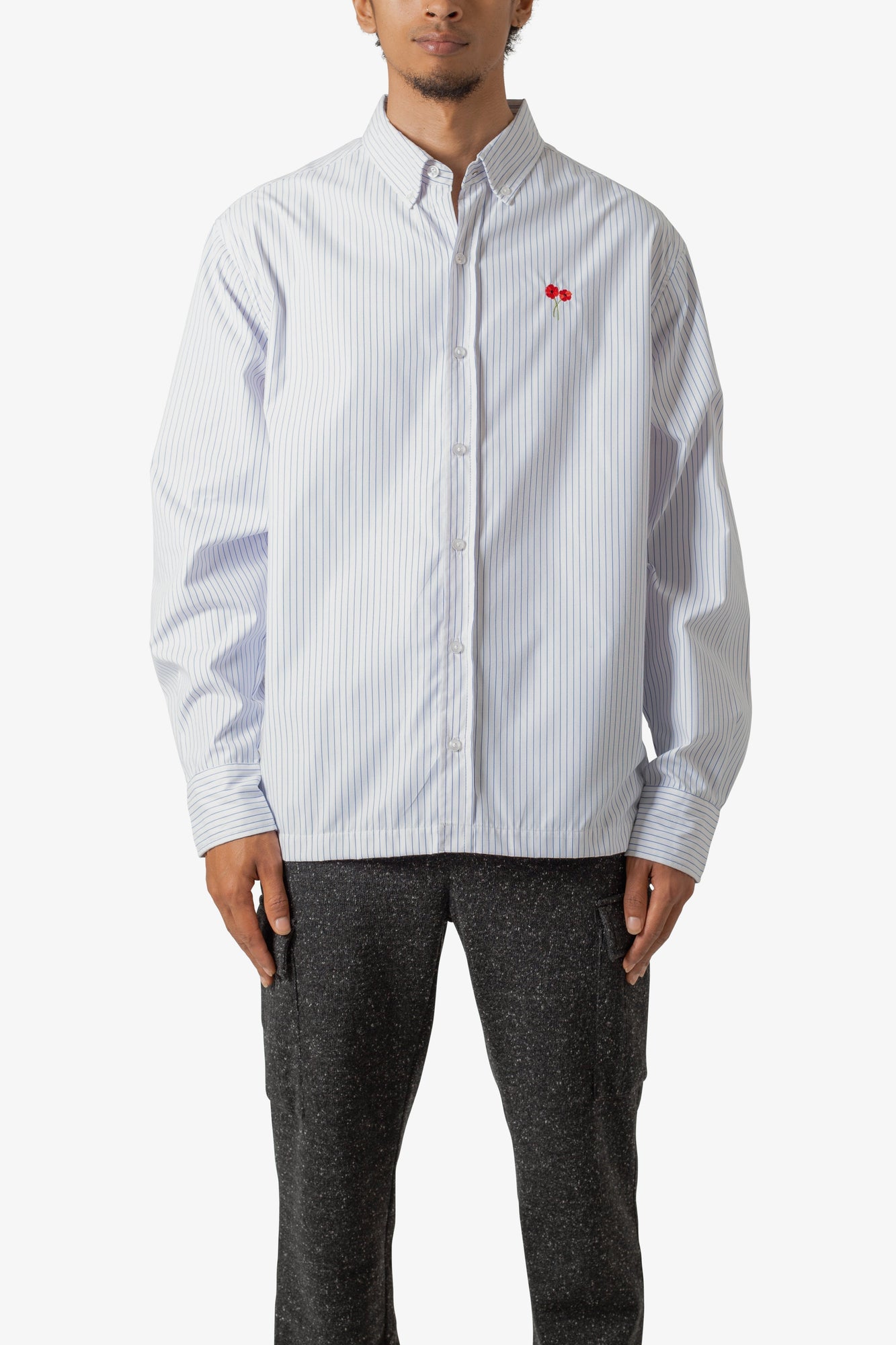 Poppy Striped Oxford Shirt | Blue x White