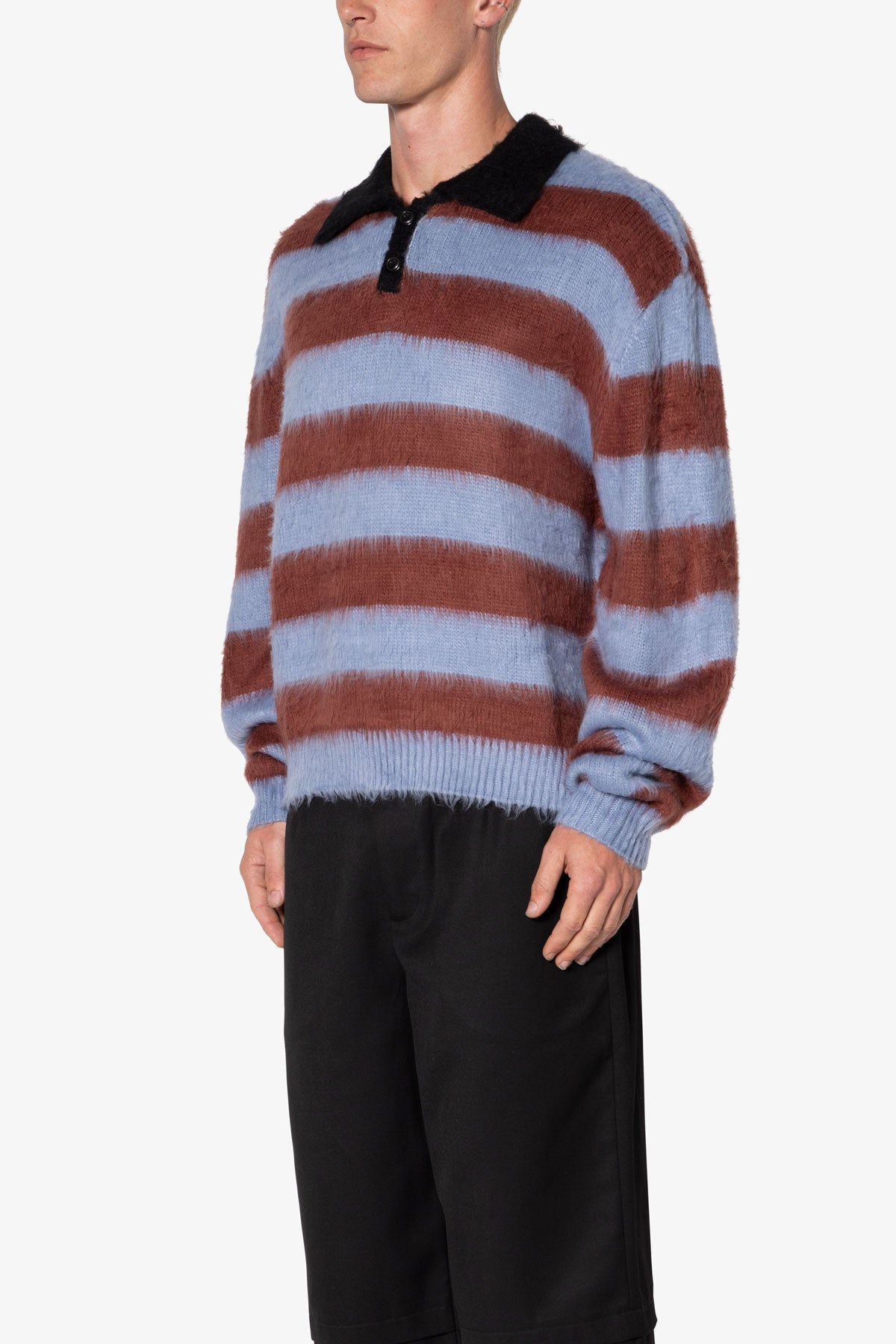 Prep Stripe Fuzzy Sweater | Blue x Red