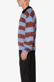 Prep Stripe Fuzzy Sweater | Blue x Red
