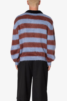 Prep Stripe Fuzzy Sweater | Blue x Red