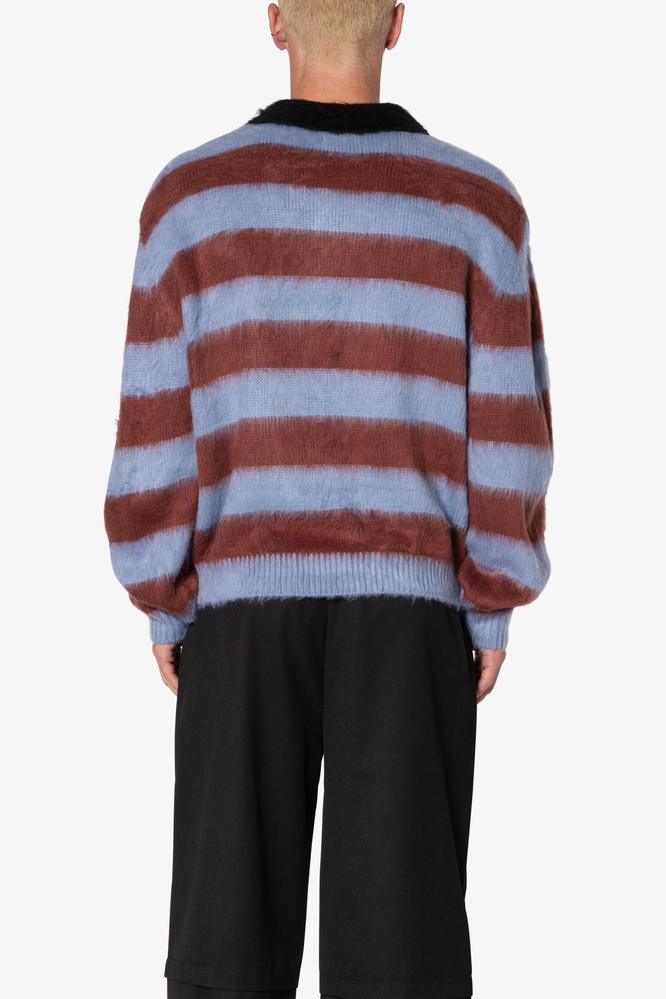 Prep Stripe Fuzzy Sweater | Blue x Red