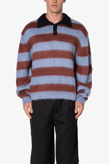 Prep Stripe Fuzzy Sweater | Blue x Red