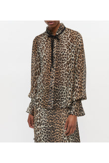 Print Chiffon Tie String Shirt | Leopard