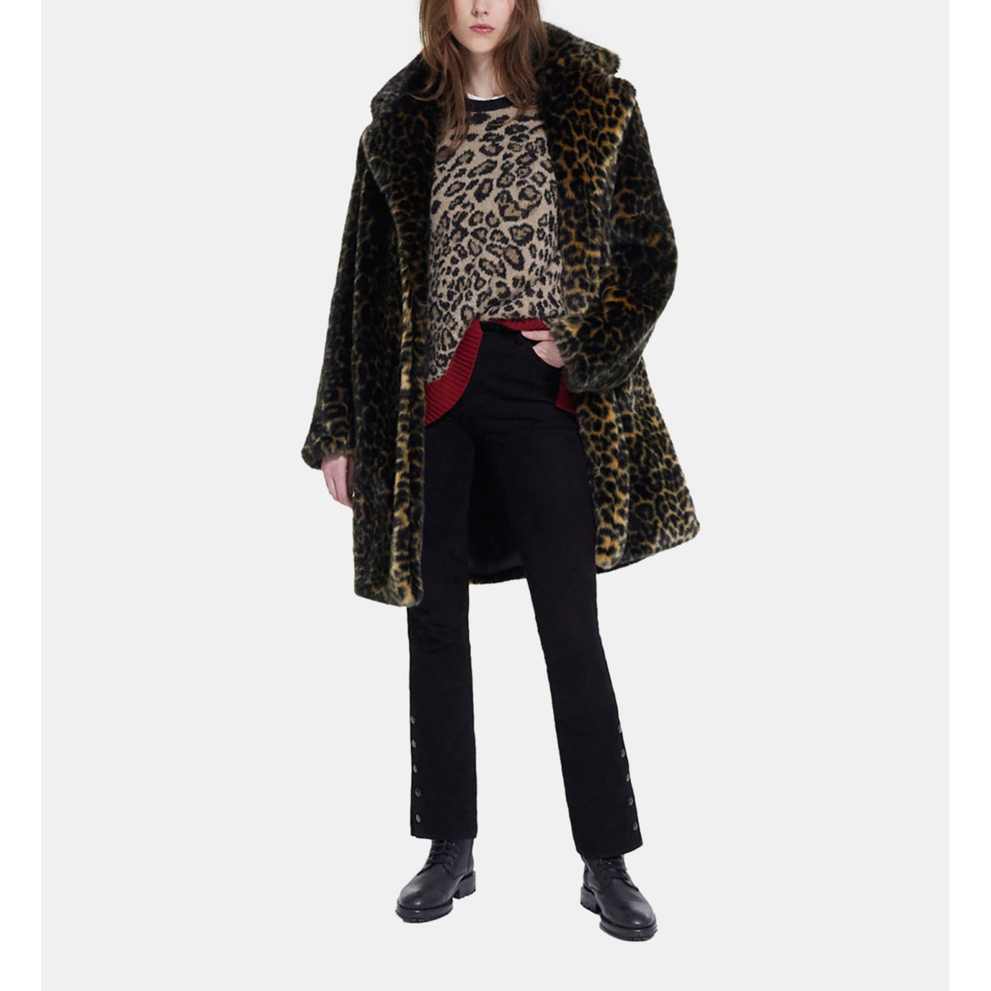 Print Faux Fur Coat | Women | Leopard