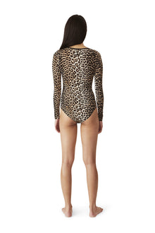 Print Mesh Bodystocking | Leopard