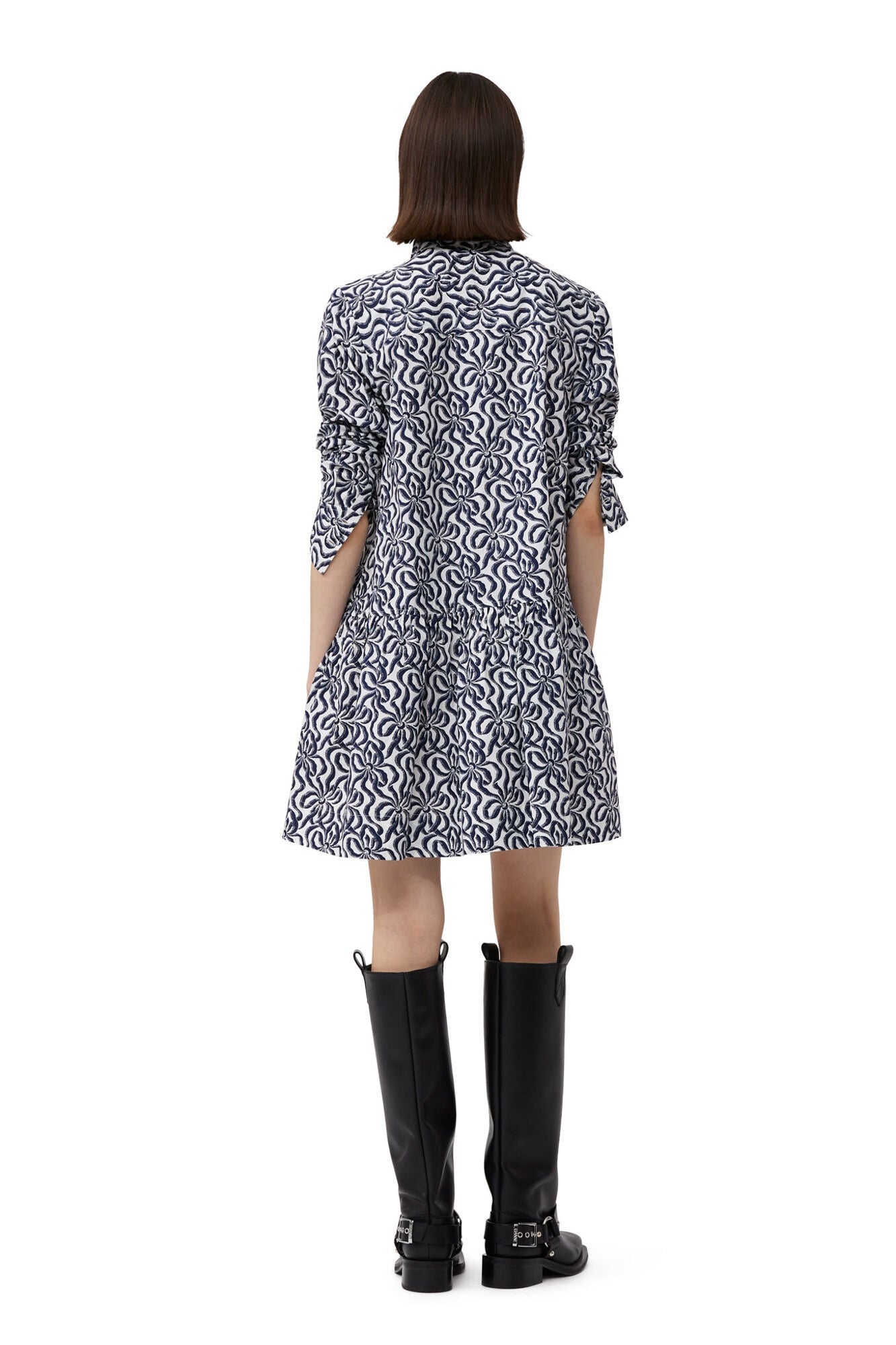 Printed Cotton Poplin Mini Shirt Dress | Egret