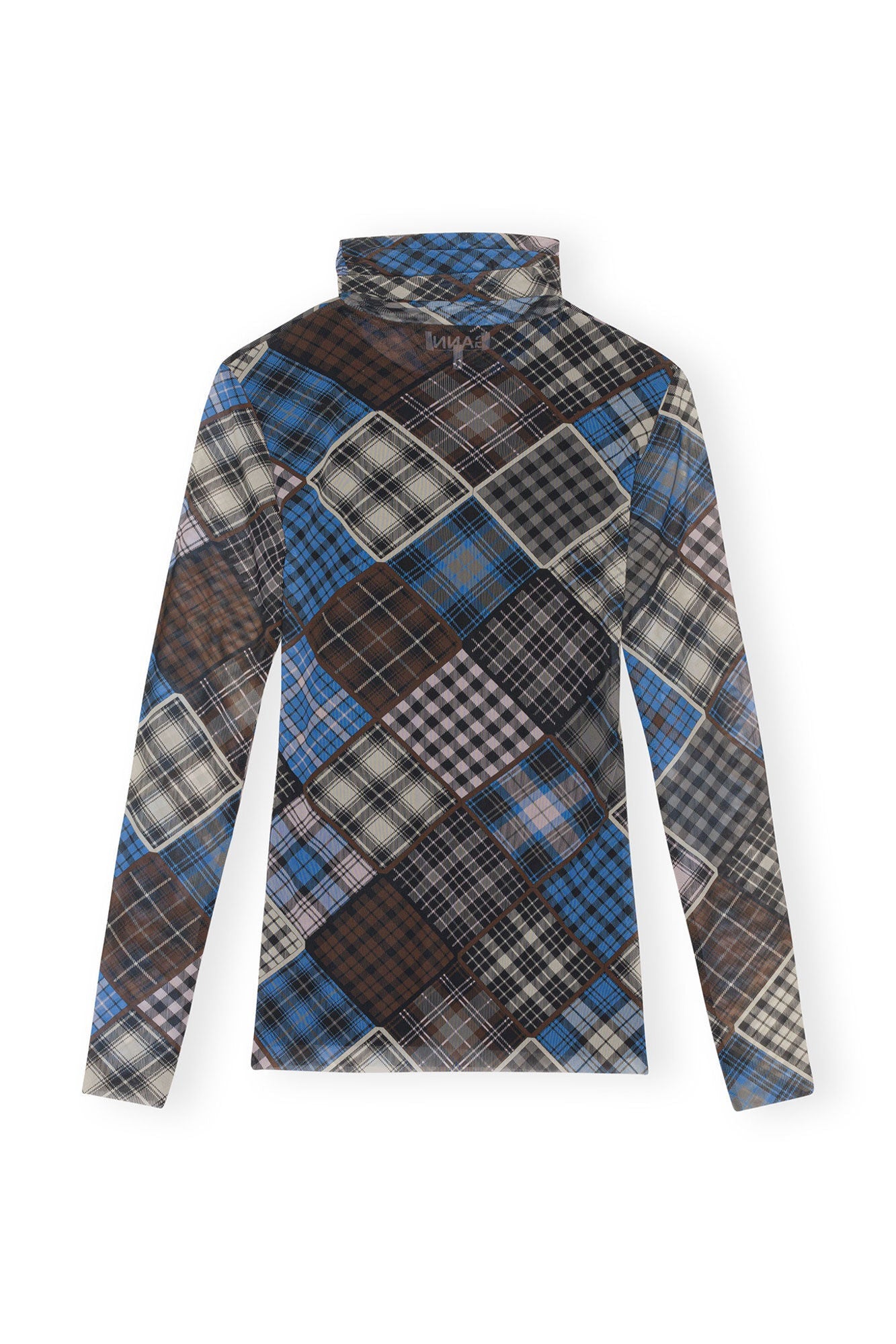Printed Mesh Long sleeve Rollneck Sweater | Silver Lake Blue