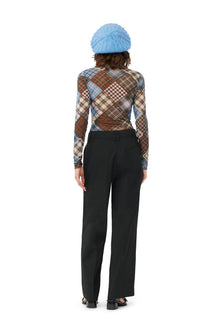 Printed Mesh Long sleeve Rollneck Sweater | Silver Lake Blue