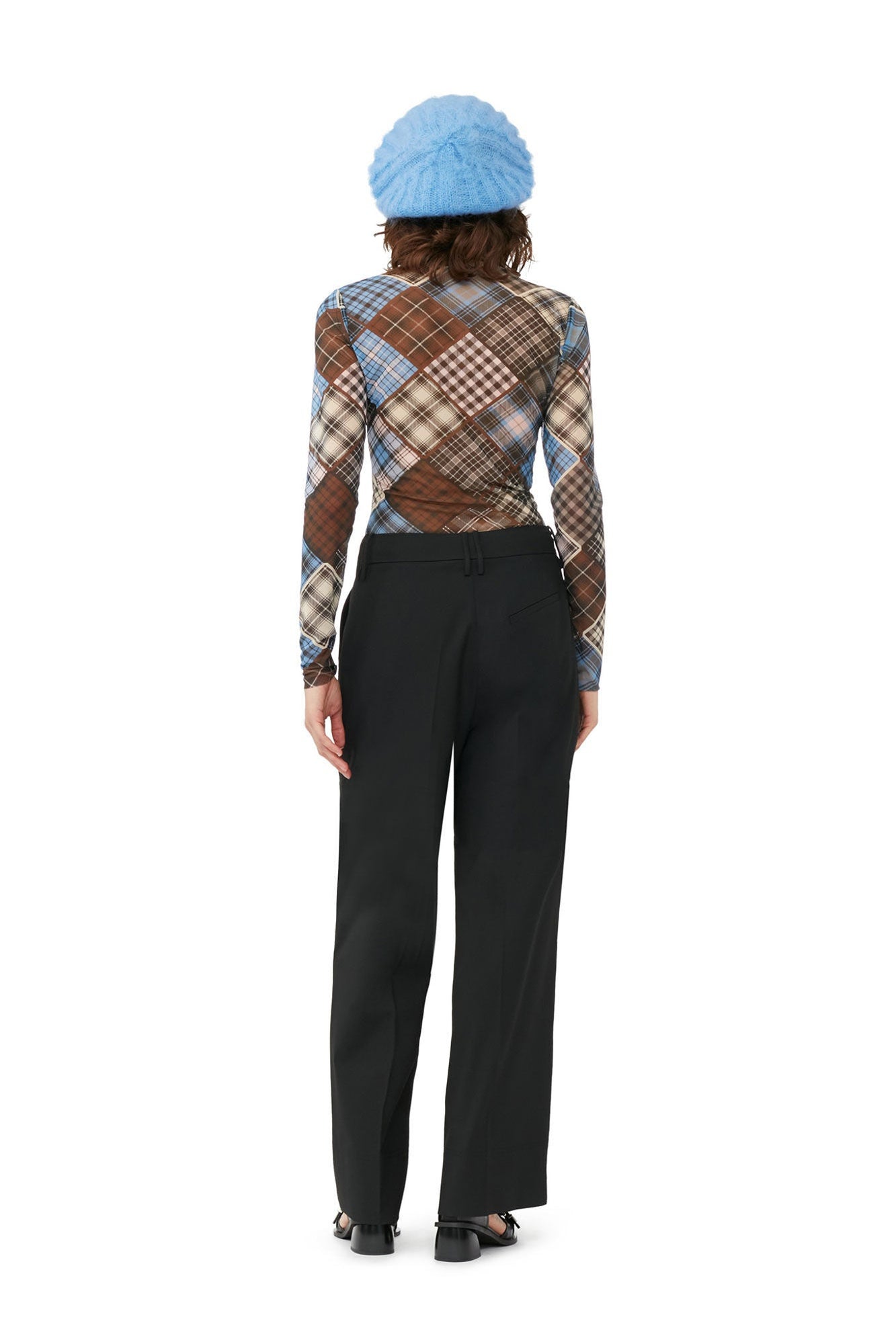 Printed Mesh Long sleeve Rollneck Sweater | Silver Lake Blue