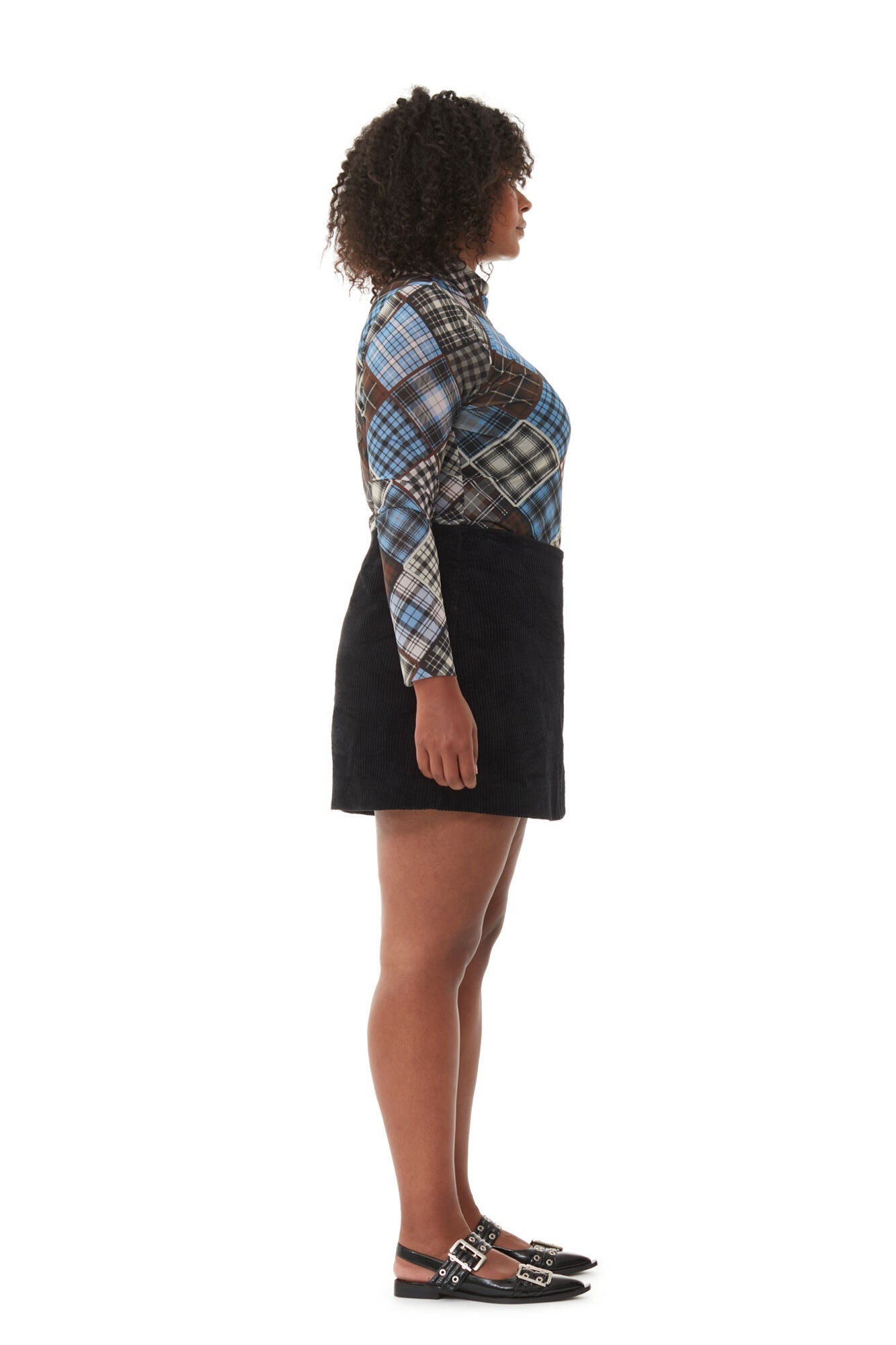 Printed Mesh Long sleeve Rollneck Sweater | Silver Lake Blue