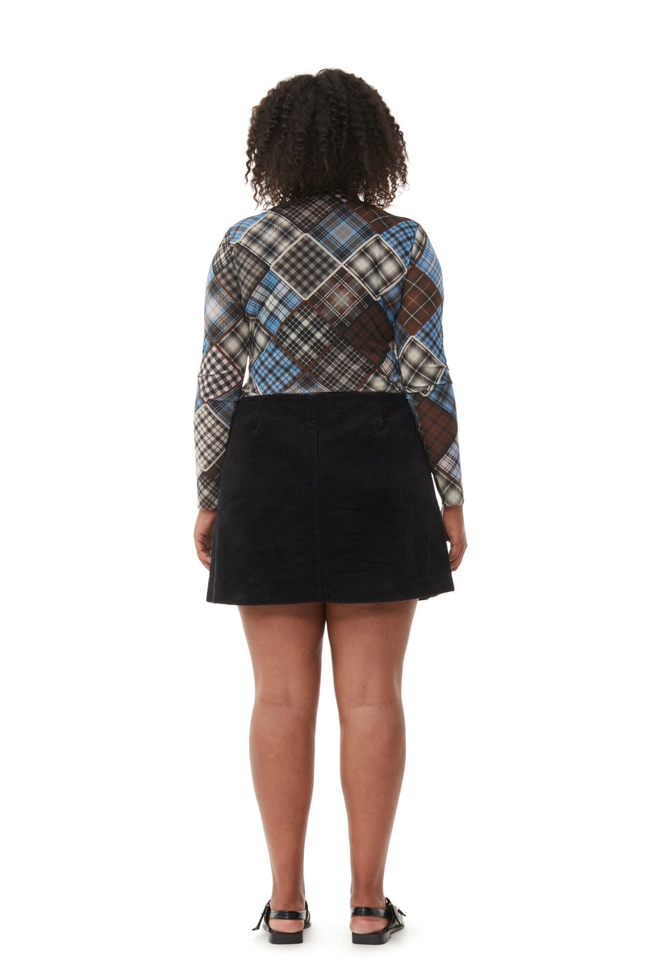 Printed Mesh Long sleeve Rollneck Sweater | Silver Lake Blue