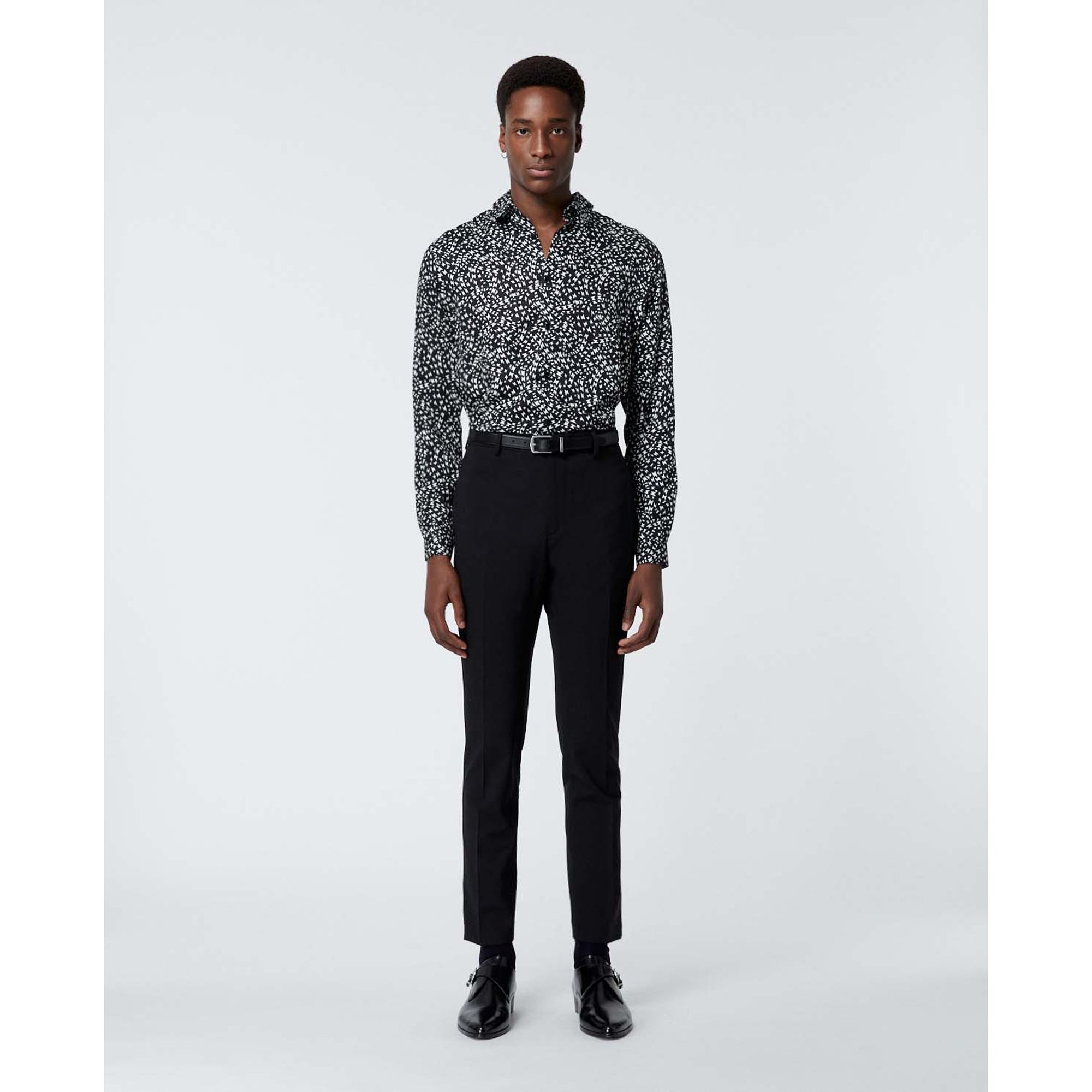 Printed Shirt With Whirl Motif | Men | Black x White