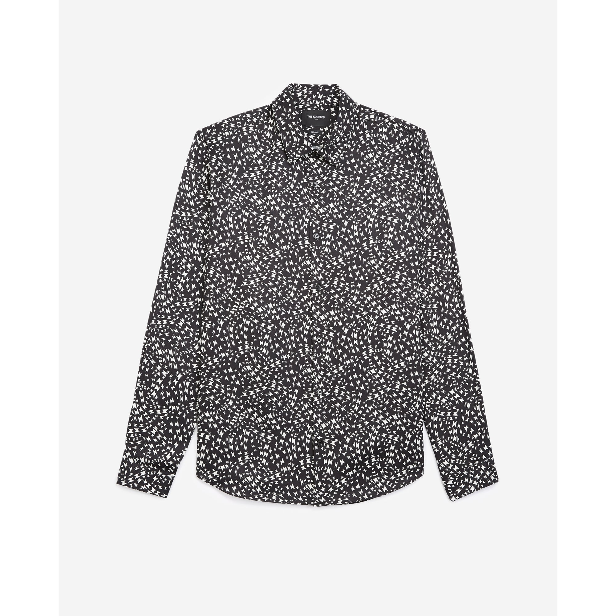 Printed Shirt With Whirl Motif | Men | Black x White