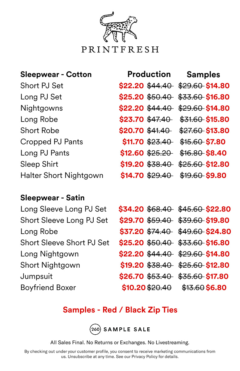 Price table